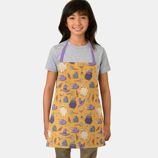 Speelse Halloween geesten en heksen patroon Schort (Insitu)