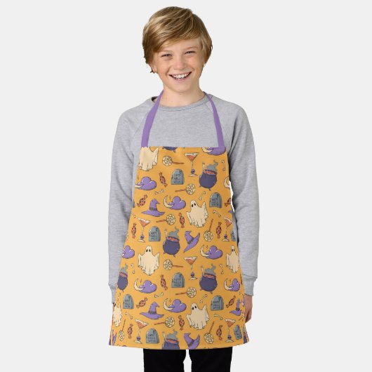 Speelse Halloween geesten en heksen patroon Schort (Gedragen)