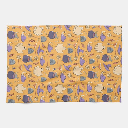 Speelse Halloween geesten en heksen patroon Theedoek (Horizontaal)