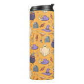 Speelse Halloween geesten en heksen patroon Thermosbeker (Gedraaid links)