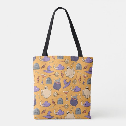 Speelse Halloween geesten en heksen patroon Tote Bag (Achterkant)