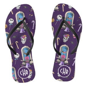 Speelse Halloween Patroon op een Paarse achtergron Teenslippers