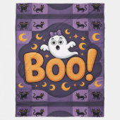 Speelse Halloween Quilt, Fleece Deken – Boe! (Voorkant)