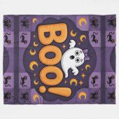 Speelse Halloween Quilt, Fleece Deken – Boe! (Voorkant (Horizontaal))