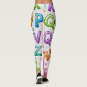 Speelse Handgeschreven Alfabetpatroon Leggings (Achterkant)
