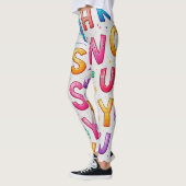 Speelse Handgeschreven Alfabetpatroon Leggings (Links)