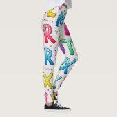 Speelse Handgeschreven Alfabetpatroon Leggings (Rechts)