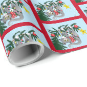 Speelse Hangende Kerstboom Grijze Kat Cadeaupapier (Rol Hoek)