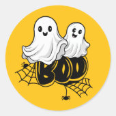 Speelse Happy Ghost Duo Ronde Sticker (Voorkant)