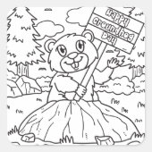 Speelse Happy Groundhog Day Vierkante Sticker (Voorkant)