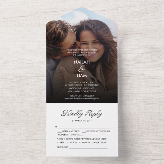 Speelse Happy Photo Bruiloft All In One Uitnodiging (Binnen)