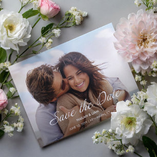 Speelse Happy Photo Wedding Sla de datum op Briefkaart