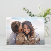 Speelse Happy Photo Wedding Sla de datum op Kaart (Staand voorkant)