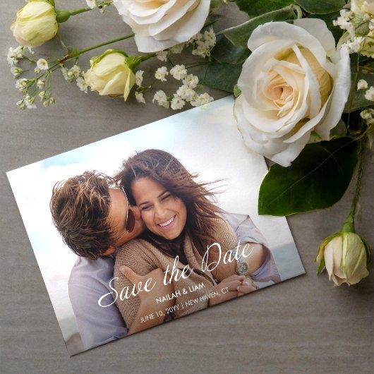 Speelse Happy Photo Wedding Sla de datum op Kaart