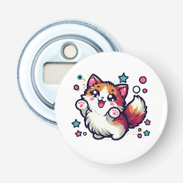 Speelse harige kat button flesopener