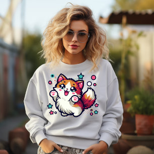 Speelse harige kat t-shirt