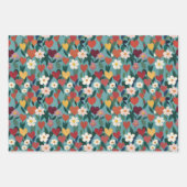 Speelse harten Bloemen Inpakpapier Vel (Voorkant 2)