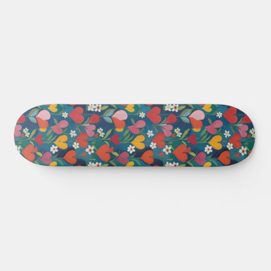 Speelse harten Bloemen Persoonlijk Skateboard (Horizontaal)