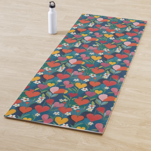Speelse harten Bloemen Yogamat (In situ)