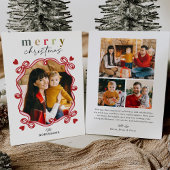 Speelse Harten Ribbon Bow Vrolijke Kerstfoto Feestdagenkaart