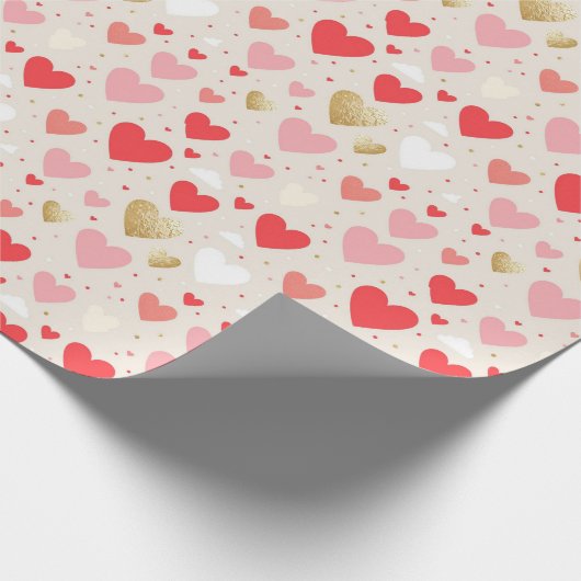 Speelse Harten Valentijnsdag Gift Wrap Cadeaupapier (Hoek)