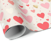 Speelse Harten Valentijnsdag Gift Wrap Cadeaupapier (Rol Hoek)