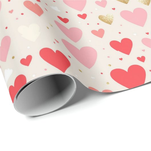 Speelse Harten Valentijnsdag Gift Wrap Cadeaupapier (Rol Hoek)