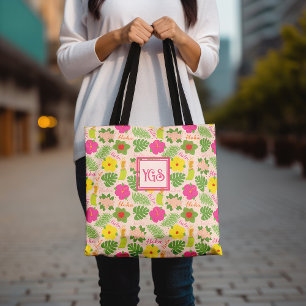 Speelse Hawaiian Hula Monogram Design Tote Bag