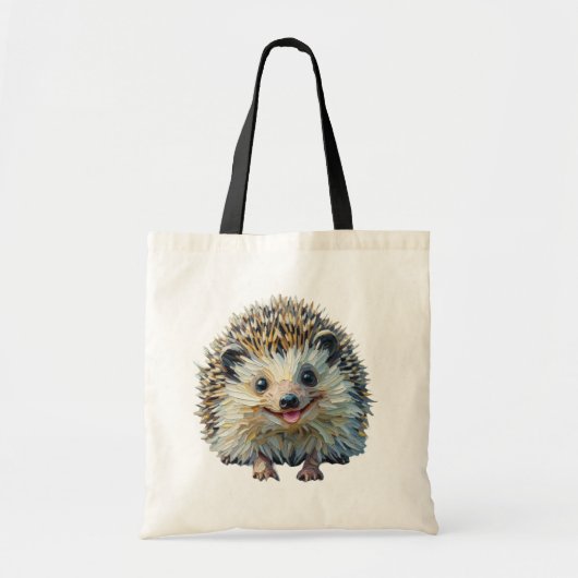 Speelse Hedgehog Canvas tas olieverfstijl (Voorkant)