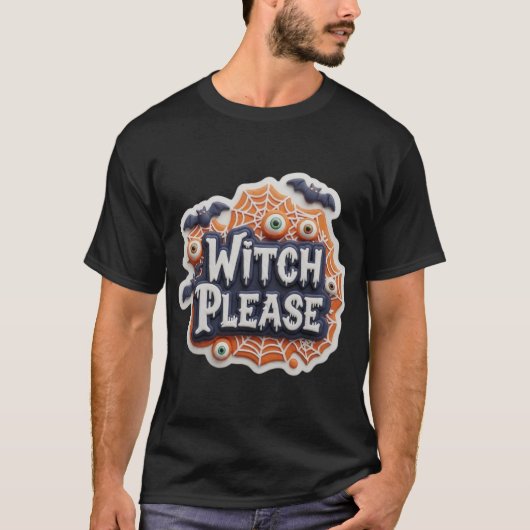 Speelse Heks Alsjeblieft Halloween-afbeelding T-shirt (Voorkant)