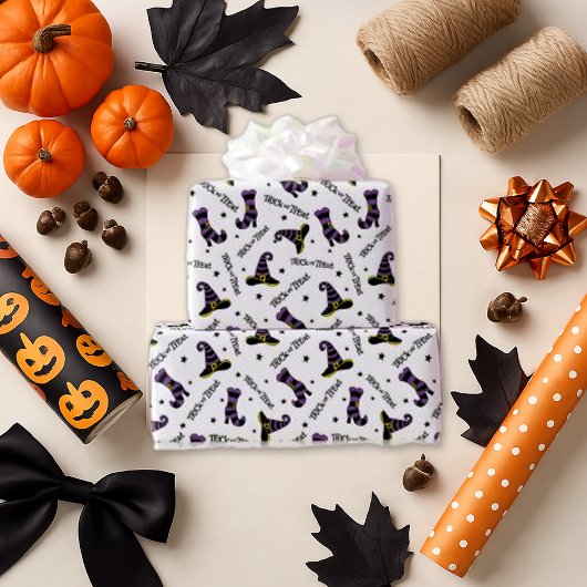 Speelse Heksenschoenen & Petten Halloween Cadeaupapier