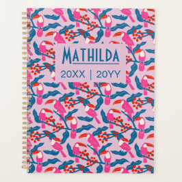 Speelse heldere roze toekans planner