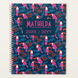 Speelse heldere roze toekans planner