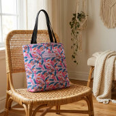 Speelse heldere roze toekans tote bag