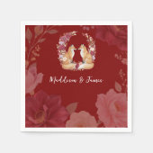 Speelse Herfst Fox bruiloft Servet (Voorkant)