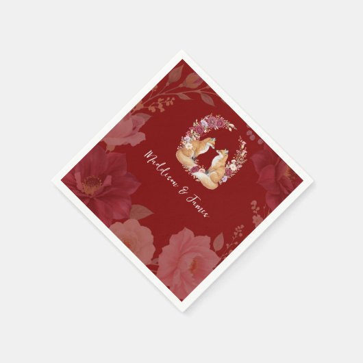 Speelse Herfst Fox bruiloft Servet (Hoek)