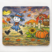Speelse Herfst Vogelverschrikker Boerderij Muismat (Voorkant)