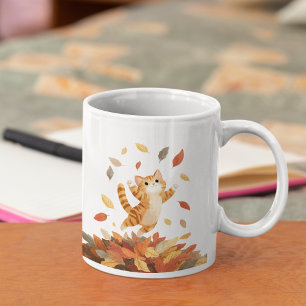 Speelse Herfstkattenmok Cute Cadeau Koffiemok