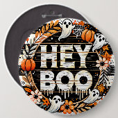 Speelse 'Hey Boo' Halloween Pin - Geesten, Pompoen Ronde Button 6,0 Cm (Voorkant /achterkant)