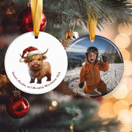 Speelse Highland Koe gepersonaliseerd rond Ornamen Keramisch Ornament