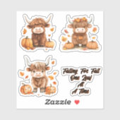 Speelse Highland Koe Kleine Sticker Blad (Vel)