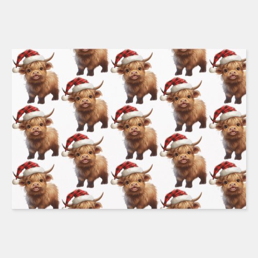 Speelse Highland Koe wrapping papier Inpakpapier Vel (Voorkant)
