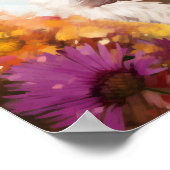 Speelse Hond die door Kleurrijke Bloemen loopt Poster (Hoek)