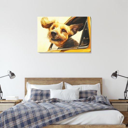 Speelse hond genieten van autorit Art Print (Insitu (Slaapkamer))