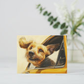 Speelse hond genieten van autorit Art Print Briefkaart (Staand voorkant)