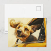 Speelse hond genieten van autorit Art Print Briefkaart (Voorkant / Achterkant)