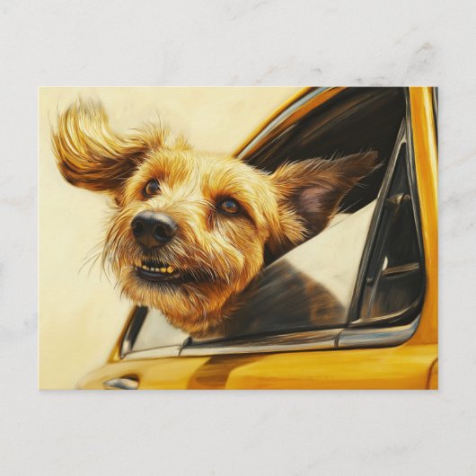 Speelse hond genieten van autorit Art Print Briefkaart (Voorkant)