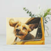 Speelse hond genieten van autorit Art Print Kaart (Staand voorkant)