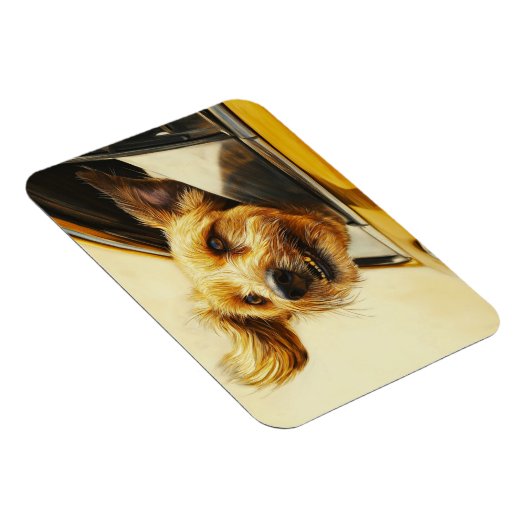 Speelse hond genieten van autorit Art Print Magneet (Rechterzijde)