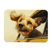 Speelse hond genieten van autorit Art Print Magneet (Horizontaal)